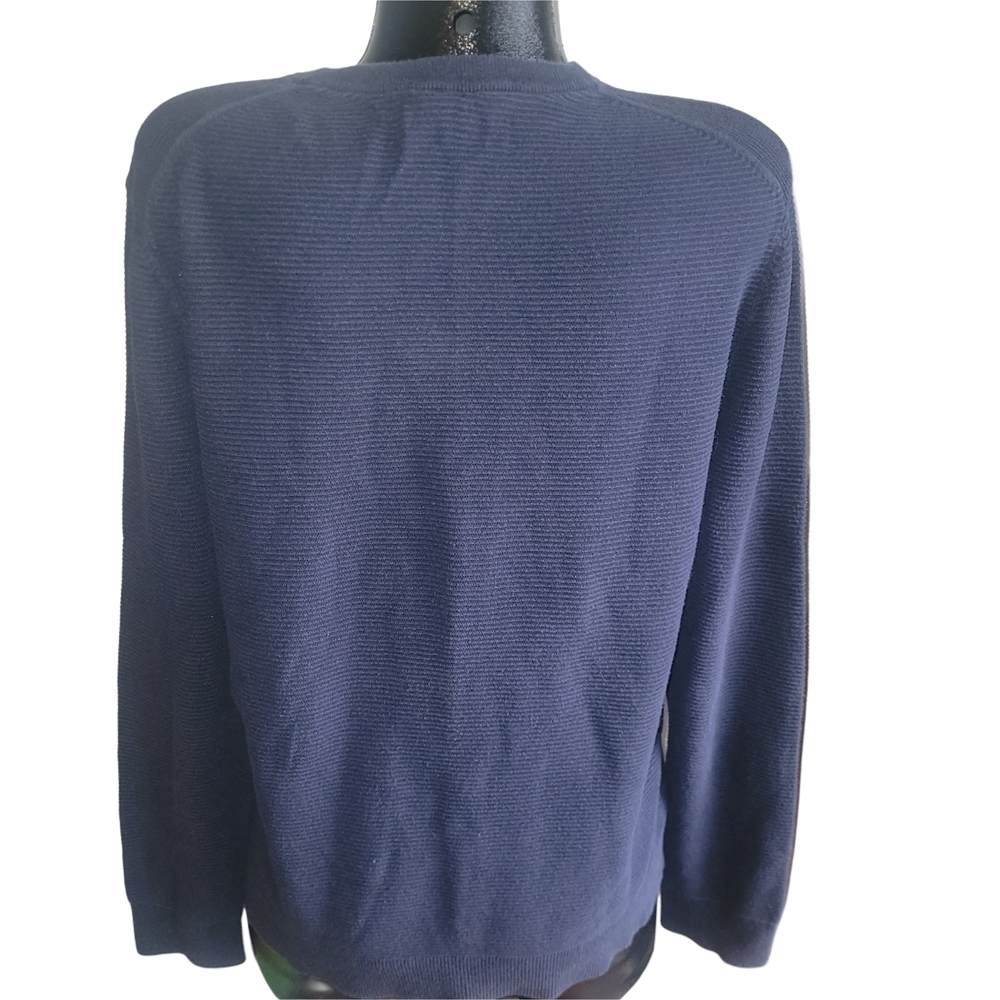 Bench Mens Navy Ribbed Knit Crewneck Sweater Size M - Picture 4 of 5
